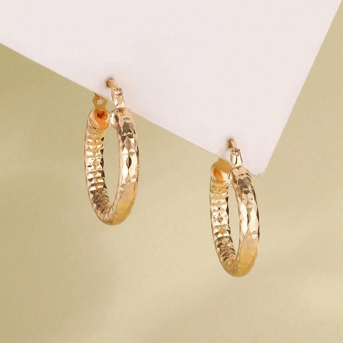 Women's Geometric Hammered Hoop Earrings Minimalist Hypoallergenic Jewelry