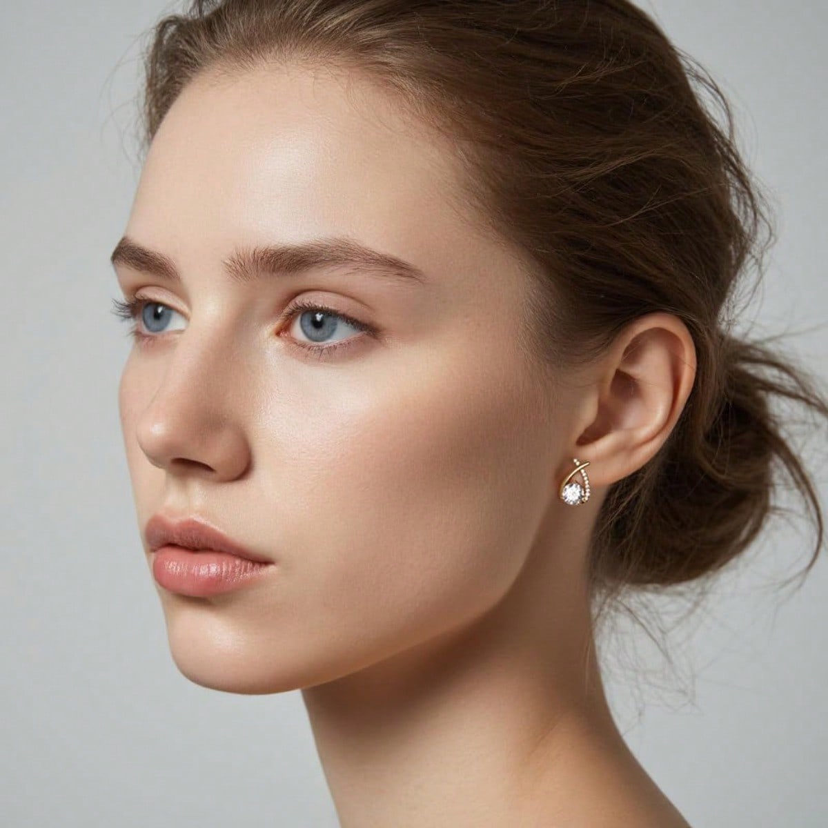 Women's Mermaid Tail Asymmetric Cross Stud Earrings Lab Created Diamond Gift