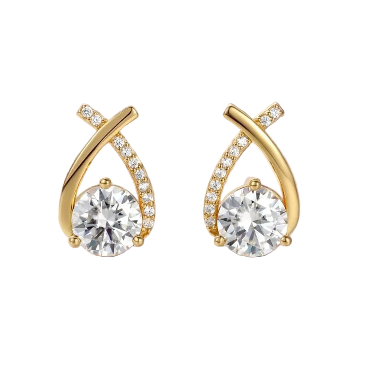 Women's Mermaid Tail Asymmetric Cross Stud Earrings Lab Created Diamond Gift