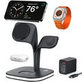 Portable Magnetic Wireless Charging Station, 5 In 1 Fast Safe Wireless Chargerstand For IPhone 16/15/14/13/12 Series And Other Phone With Wireless Charging Capability.