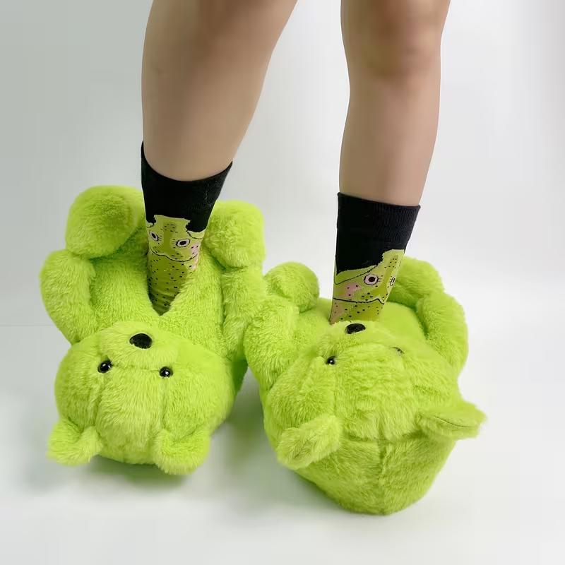 Plush bear slippers