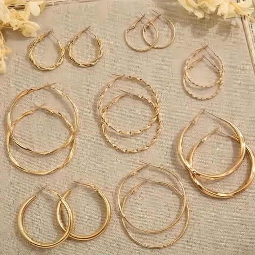 1 Pair Random Gold Hoop Earrings Mystery Box Trendy Minimalist Jewelry for Women