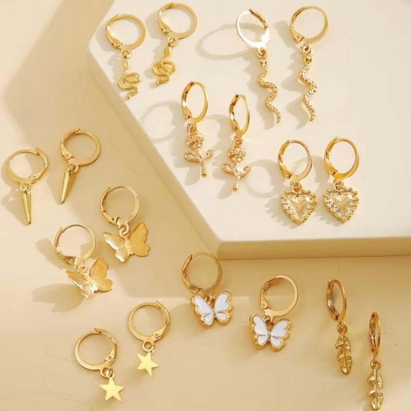 1 Pair Random Gold Hoop Earrings Mystery Box Trendy Minimalist Jewelry for Women