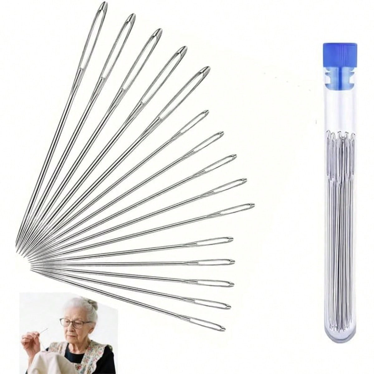 Large Eye Sewing Needles Set Hand Sewing Kit Craft Mending Tool