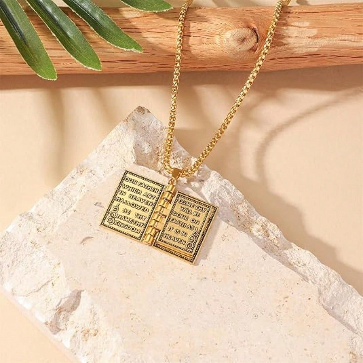 Unisex Vintage Bible Necklace Openable Book Pendant Scripture Prayer Jewelry Gift