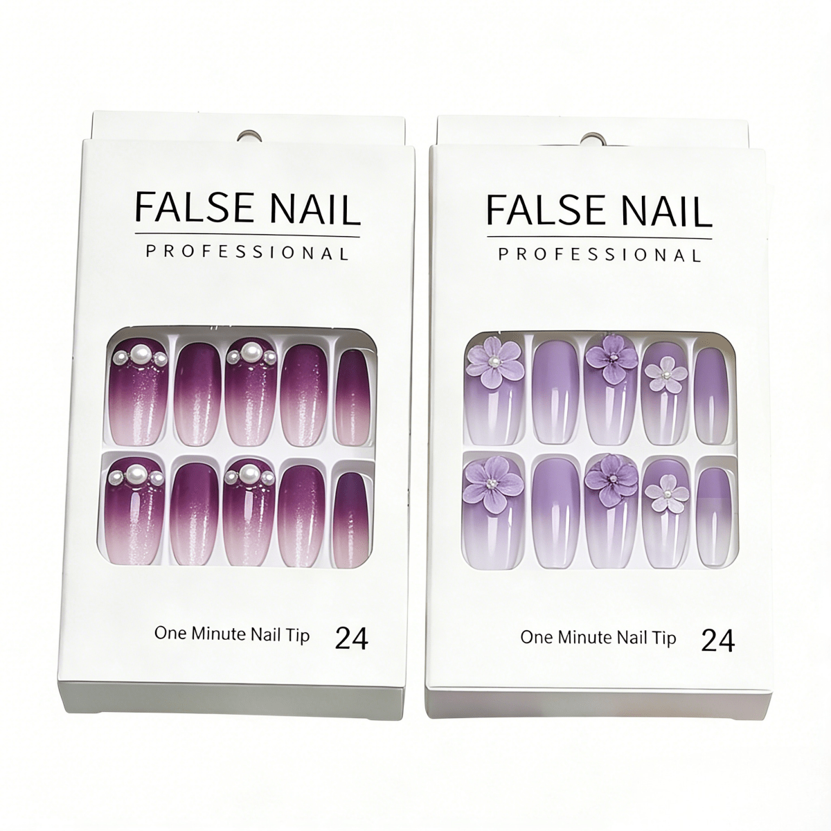 48Pcs Y2K Winter Punk French Short Press On Nails Crystal Decor 2 Boxes Random