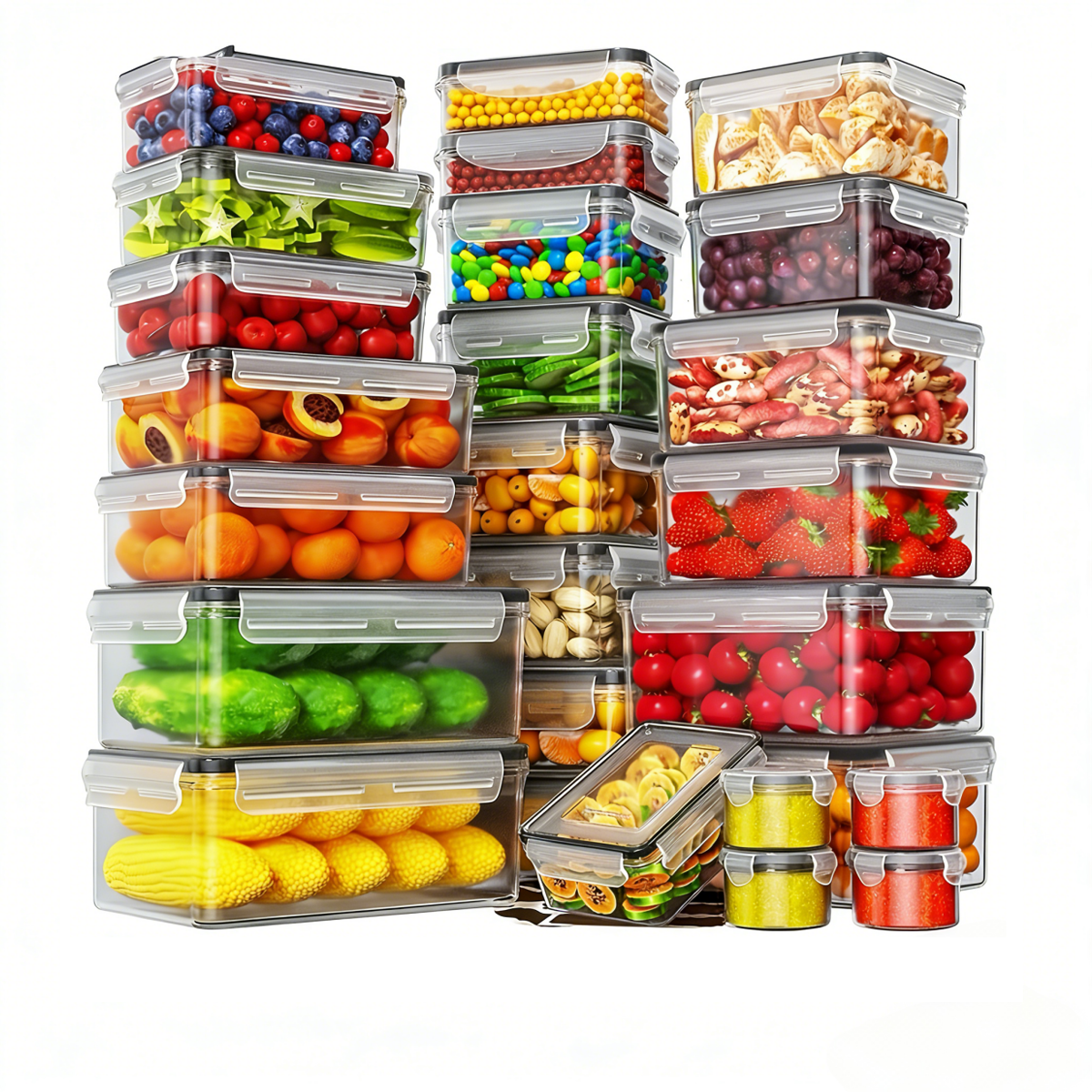 24pcs Airtight Food Storage Containers (Random Color) w/ Lids & Labels