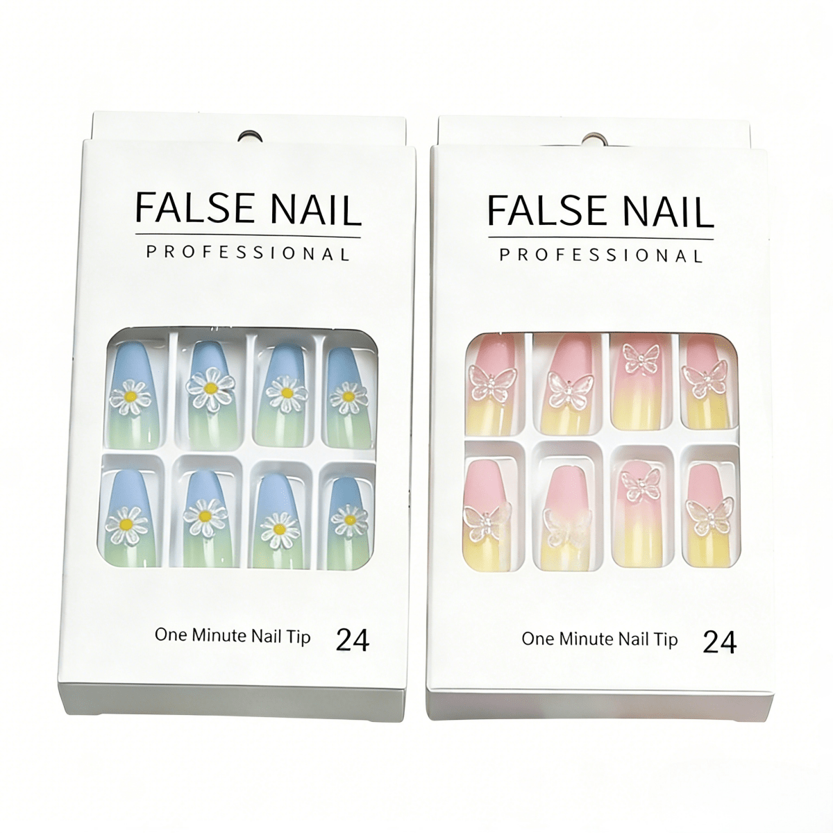 48Pcs Y2K Winter Punk French Short Press On Nails Crystal Decor 2 Boxes Random