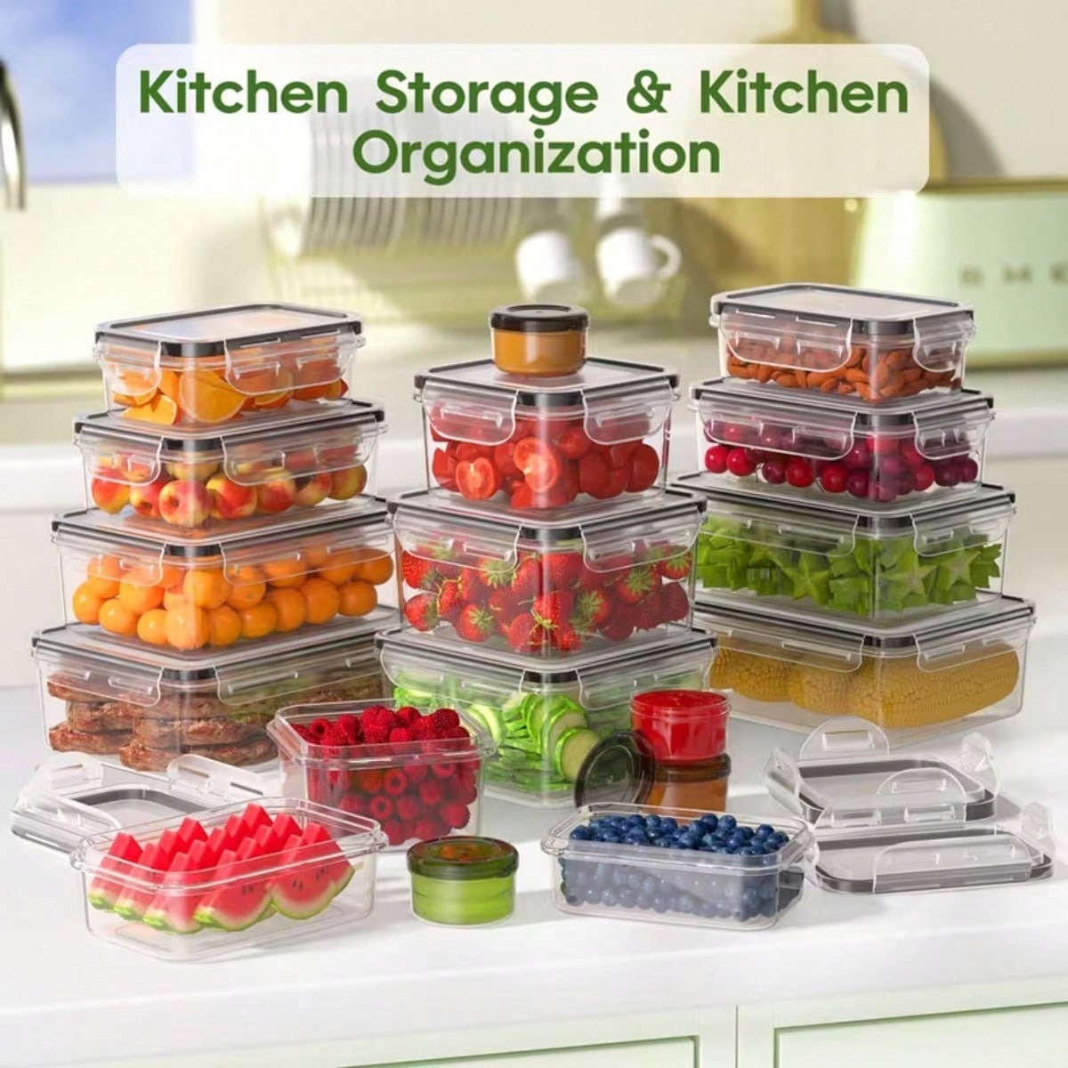 24pcs Airtight Food Storage Containers (Random Color) w/ Lids & Labels