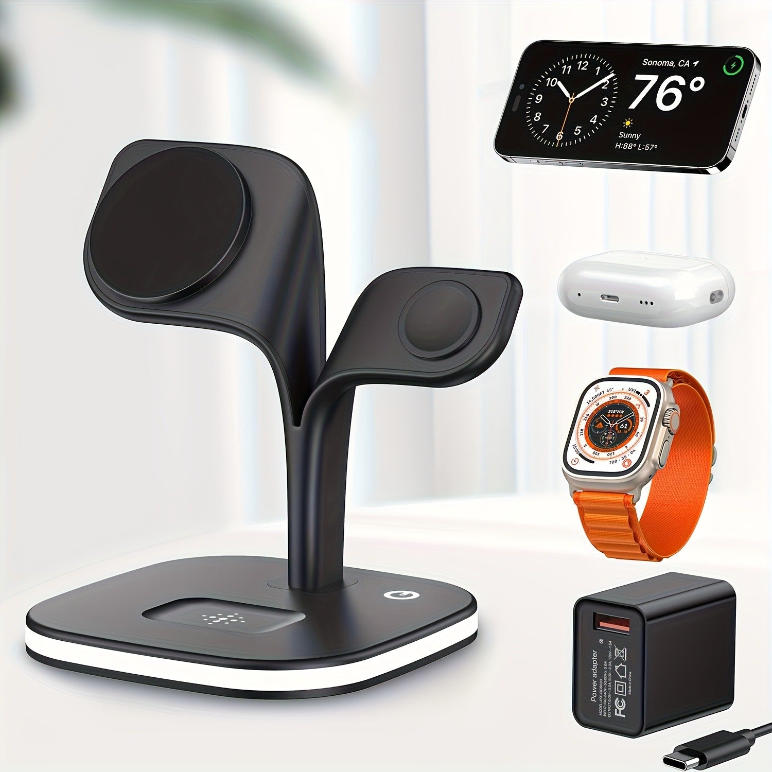 Portable Magnetic Wireless Charging Station, 5 In 1 Fast Safe Wireless Chargerstand For IPhone 16/15/14/13/12 Series And Other Phone With Wireless Charging Capability.