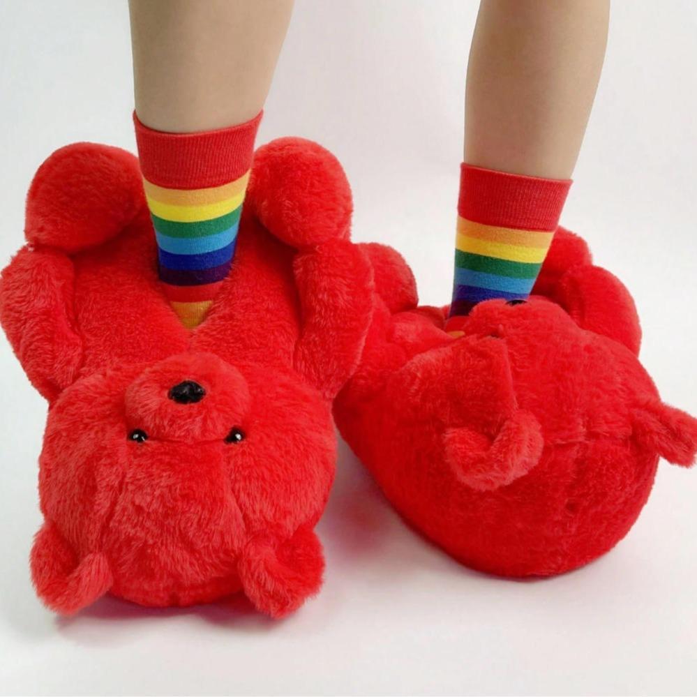 Plush bear slippers