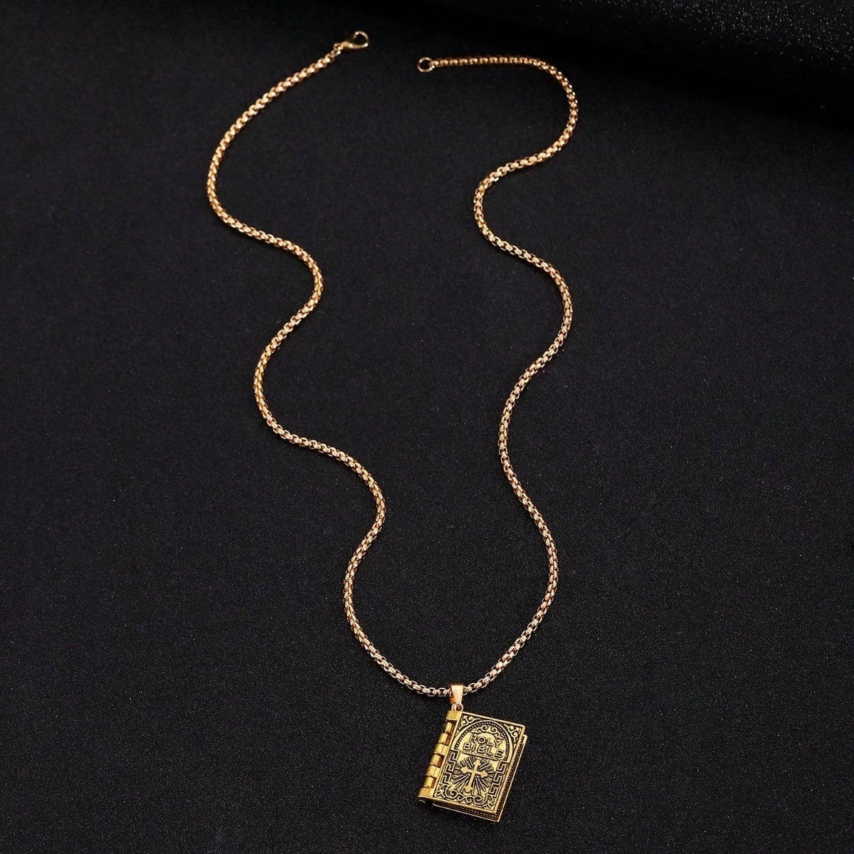 Unisex Vintage Bible Necklace Openable Book Pendant Scripture Prayer Jewelry Gift
