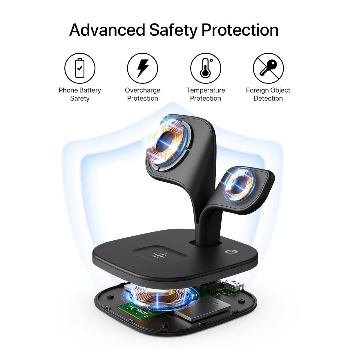 Portable Magnetic Wireless Charging Station, 5 In 1 Fast Safe Wireless Chargerstand For IPhone 16/15/14/13/12 Series And Other Phone With Wireless Charging Capability.