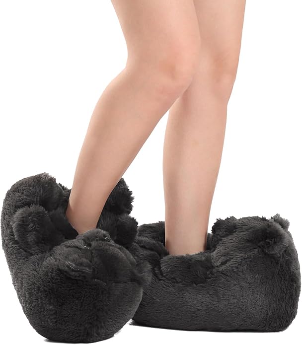 Plush bear slippers