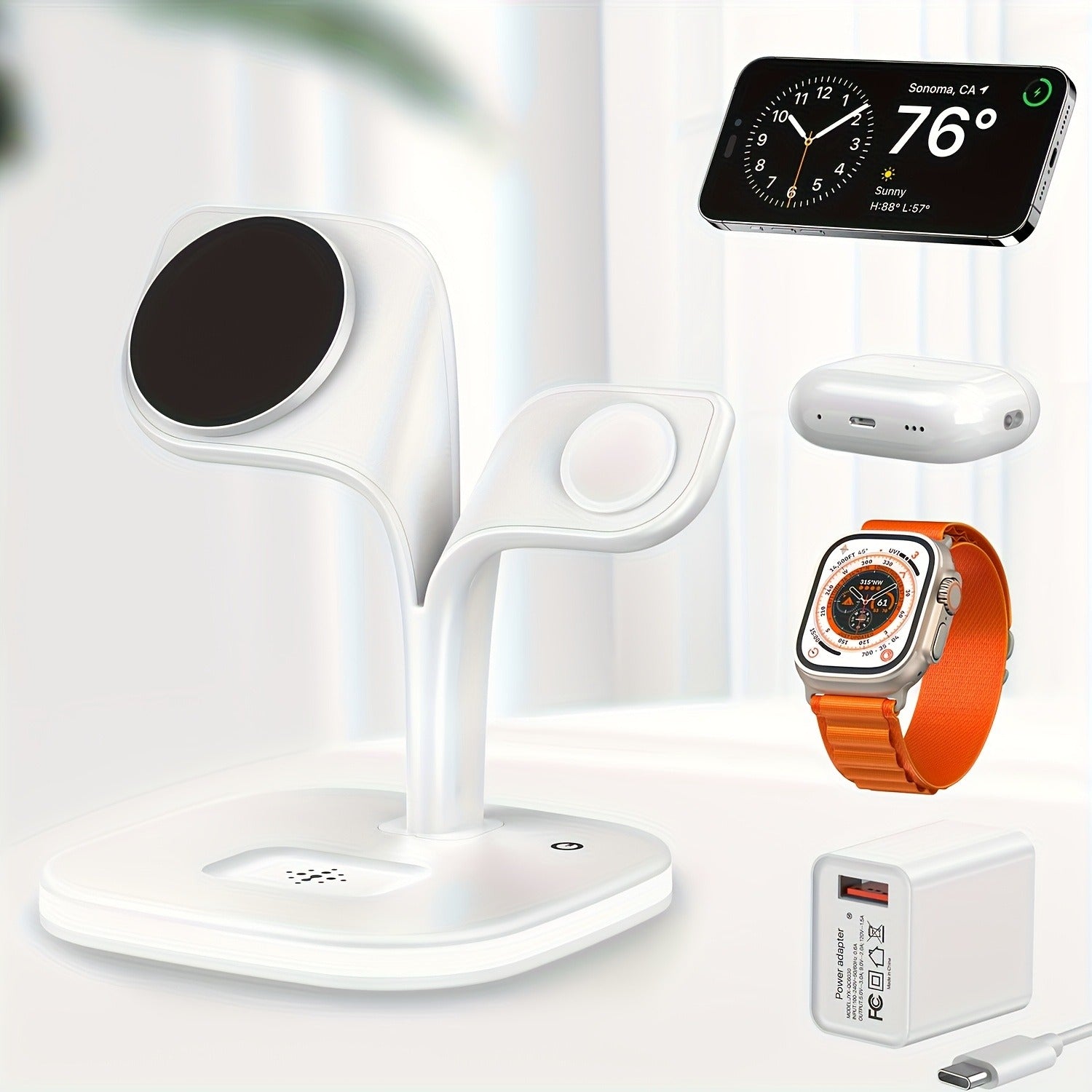 Portable Magnetic Wireless Charging Station, 5 In 1 Fast Safe Wireless Chargerstand For IPhone 16/15/14/13/12 Series And Other Phone With Wireless Charging Capability.