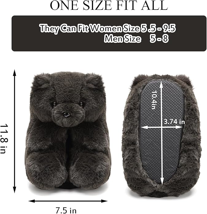 Plush bear slippers