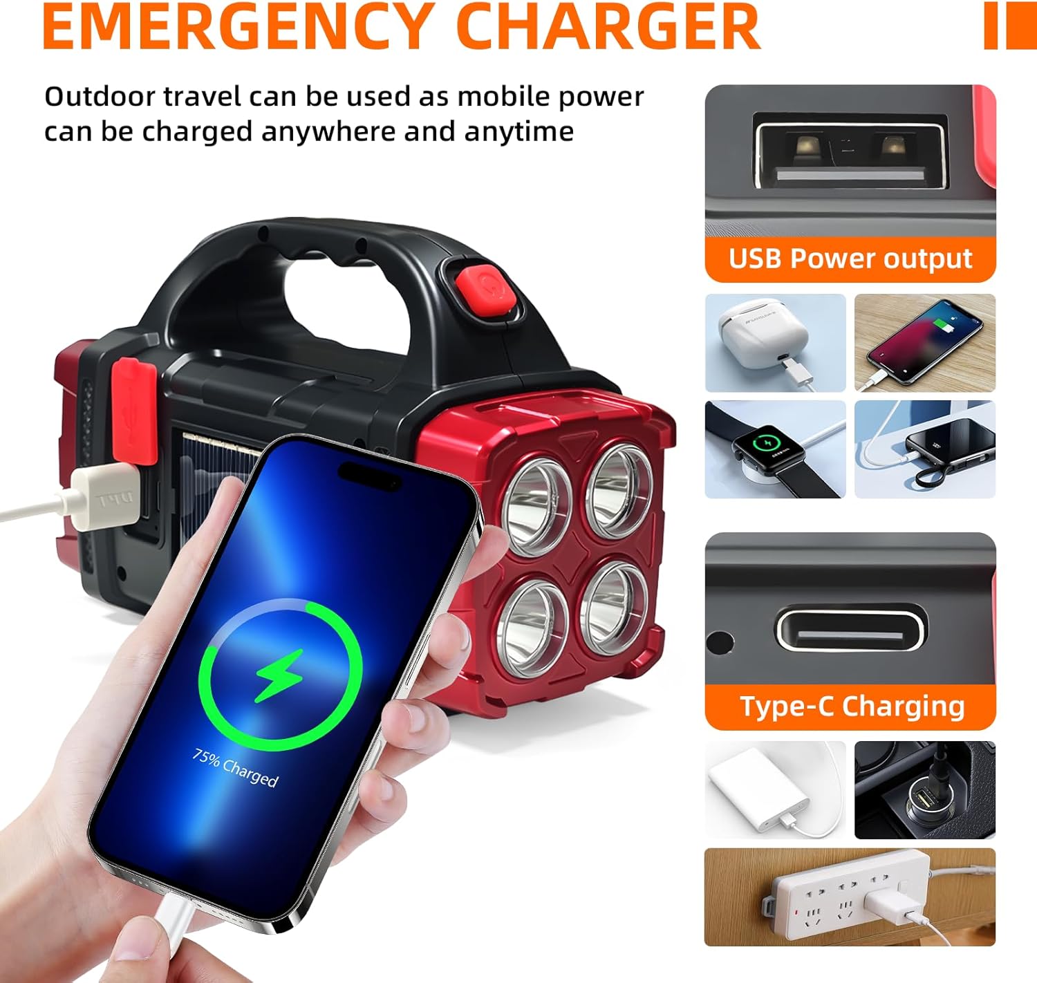 Multifunctional Solar LED Flashlight