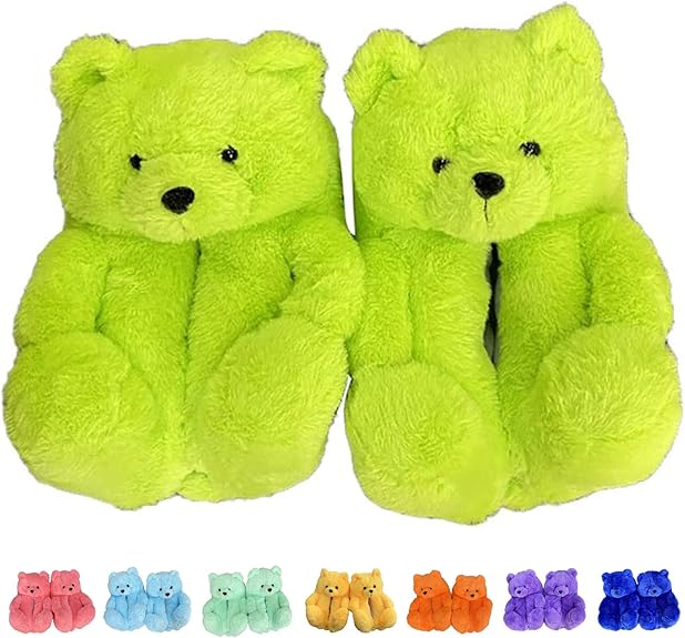Plush bear slippers