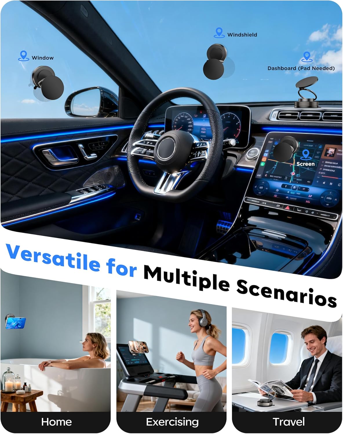Car vacuum magnetic phone holder