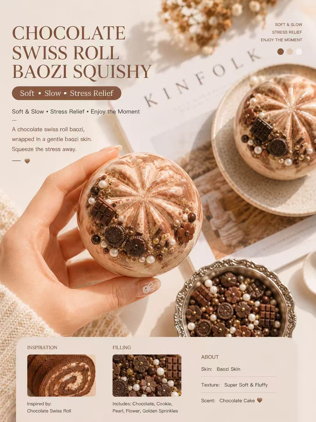Chocolate Swiss Roll Baozi Squishy