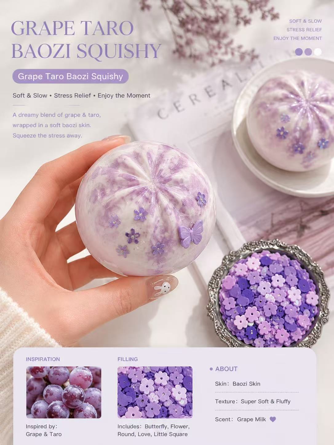 Grape Taro Baozi Squishy