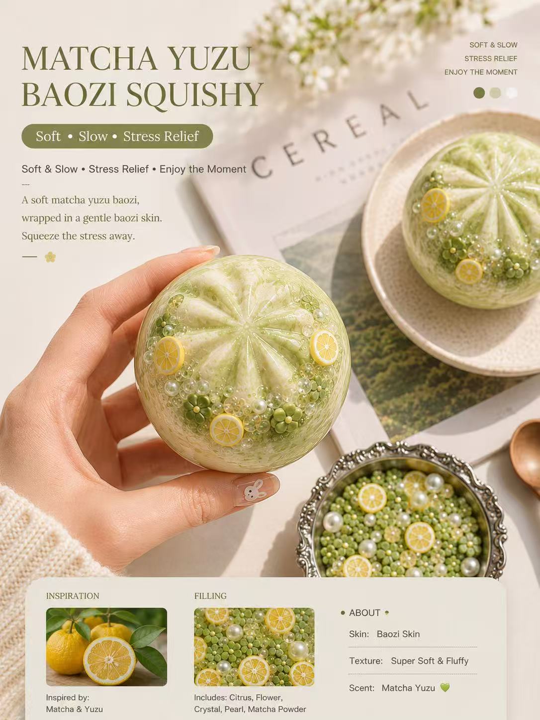 Matcha Yuzu Baozi Squishy