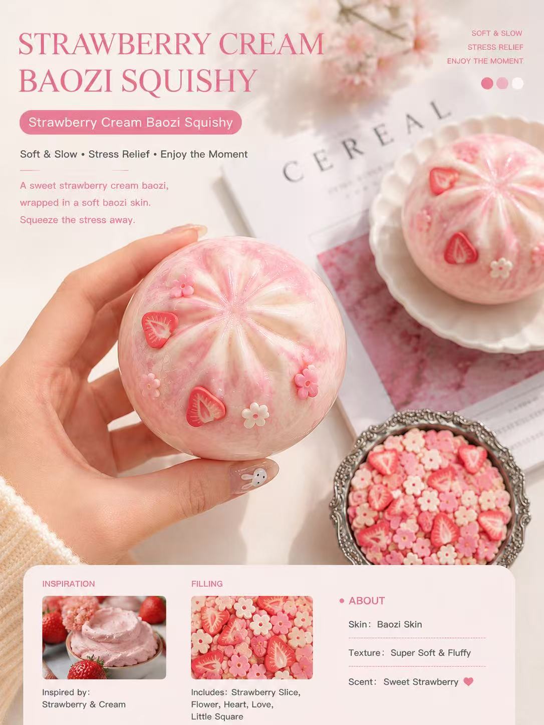 Strawberry Cream Baozi Squishy